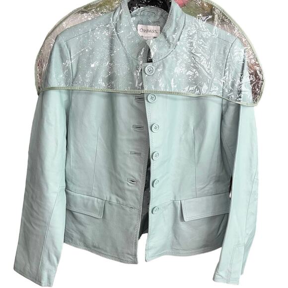 Chadwicks Mint Green Green Leather Jacket Size 14 - Picture 2 of 16